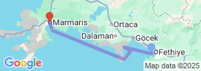 4 Days Fethiye Marmaris Cabin Cruise Map