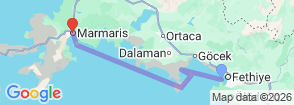 4 Days Fethiye Marmaris Cabin Cruise Map
