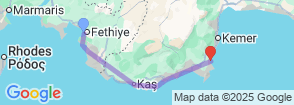 4 Days Fethiye Olympos Cabin Cruise Map