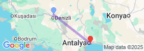 2-Day Antalya City Tour from Pamukkale with Waterfalls, Old Town & Historical Highlights Map