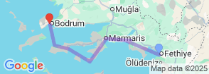 8 Days Fethiye Bodrum Blue Cruise Tour Map