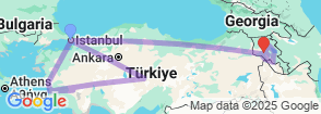14 Days Turkey Armenia Treasure Tour Map