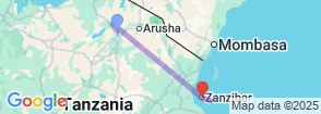 5 Days Tanzania Safari and Zanzibar Beach Holiday Map