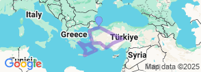 15 Days Explore Turkey Cruise to Greek Islands Map