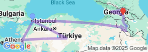19 Days Turkey & Caucasian Countries Tour Map