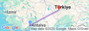 3 Days Antalya - Cappadocia Tour Map