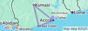 8 Days Discover Ghana Tour Map