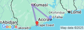 8 Days Ghana Cultural & History Tour Map