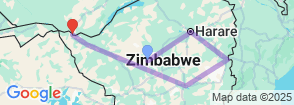 10 Days Around Zimbabwe Tour Map