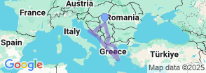 16 Days Tour Visits Greece, Albania, Montenegro, Croatia , Serbia Map