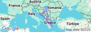 16 Days Tour Visits Greece, Albania, Montenegro, Croatia , Serbia Map