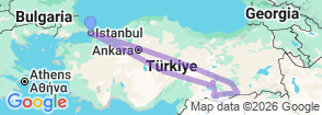 10 Days Istanbul to Cappadocia South of Turkey Tour Map