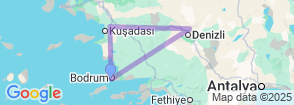 2 Days Bodrum Ephesus Pamukkale Tour Map