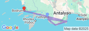 9 Days Bodrum Fethiye Olympos Tour Map