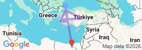 14 Days Istanbul to Cairo Combined Tour Map