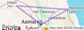 6 Days Tour Asmara, Massawa and Keren Map