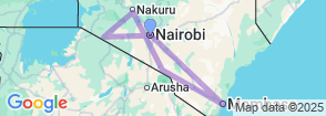 11 Days 10 Nights Bush to Beach Kenyan Adventure Map