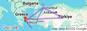 13 Day Turkey & Greece Highlights Tour: Istanbul, Cappadocia, Santorini & Athens Map