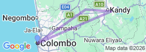 3 Days Glimpse of Sri Lanka Private Tour Map