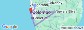 8 Days Sri Lanka Wildlife and Adventure Tour Map