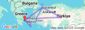 15 Day Seven Wonders of Turkey & Greek Islands Combined Tour : Istanbul, Cappadocia, Santorini & Mykonos Map