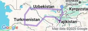 Uzbekistan Turkmenistan Tajikistan (3Stan Tour)15 Day  Map