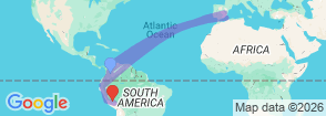 Colombia, Ecuador & Peru Express 22 Days Tour Map