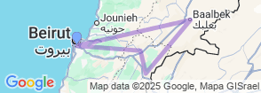 Beirut Deluxe Tour - Baalbak, Ksara & Anjar Map