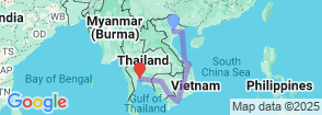 Vietnam - Cambodia - Thailand (17 Days - 16 Nights) Map