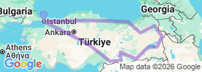 Turkey Eastern Tour 16 Days Map