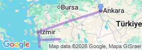 3 Day Ankara to Ephesus Pamukkale Didyma Miletus Priene Tour Map