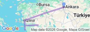 3 Day Ankara to Ephesus Pamukkale Didyma Miletus Priene Tour Map