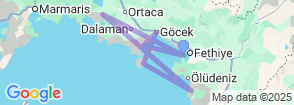 Diving Cruise 7 Days 6 Nights Fethiye to Gocek Blue Cruises Turkey Map