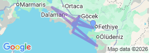 Diving Cruise 7 Days 6 Nights Fethiye to Gocek Blue Cruises Turkey Map