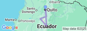 7 Days Tour Avenue of the Volcanoes Quito to Baños Map