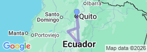7 Days Tour Avenue of the Volcanoes Quito to Baños Map