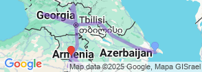 Combined Country Azerbaijan Georgia & Armenia Caucasus Tour 12 Days Map