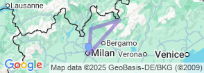 Lake Como, Swiss Alps and Bernina train. Departure from Milan Map