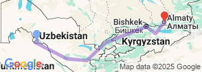 The three stans of Central Asia: Uzbekistan-Kyrgyzstan-Kazakhstan Map