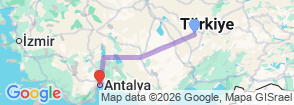 8 Days Suv Safari Cappadocia – Konya – Antalya Tour Map