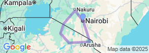 9 Days Nakuru, Mara, Serengeti, Ngorongoro, Serval & Amboseli Luxury Safari Map