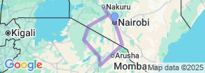 12 Days Kenya & Tanzania Combo Big Five Safari Map