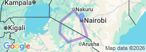 8 Days Lake Nakuru, Masai Mara, Serengeti, Ngorongoro and Amboseli Safari Map