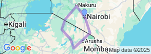 10 Days Ultimate Kenya and Tanzania Wildlife Safari Adventure Map