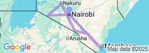 10 Days Kenya Wildlife Experience and Diani Beach Safari: From the Savannah to the Sea Map