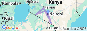 8 Days Experience Kenya Famous Parks Safari on 4x4 Landcruiser Jeep Map