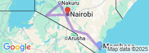 Diani Beach to Masai Mara: A 6-Day Ultimate Safari Adventure Map