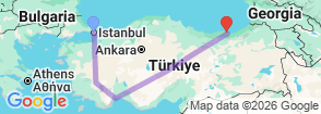 14 Day Best of Turkey Tour: Istanbul, Pamukkale, Antalya ,Cappadocia & Trabzon Map