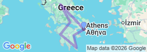 6 Day Tour to Ancient Greece to explore Peloponnese, Mythical Paths & Castles Map