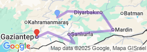 5-Day Mesopotamian Discovery Tour: Adiyaman, Mt. Nemrut, Diyarbakir, Mardin, Gobeklitepe, Sanliurfa, Harran, Halfeti, Zeugma & Gaziantep Map